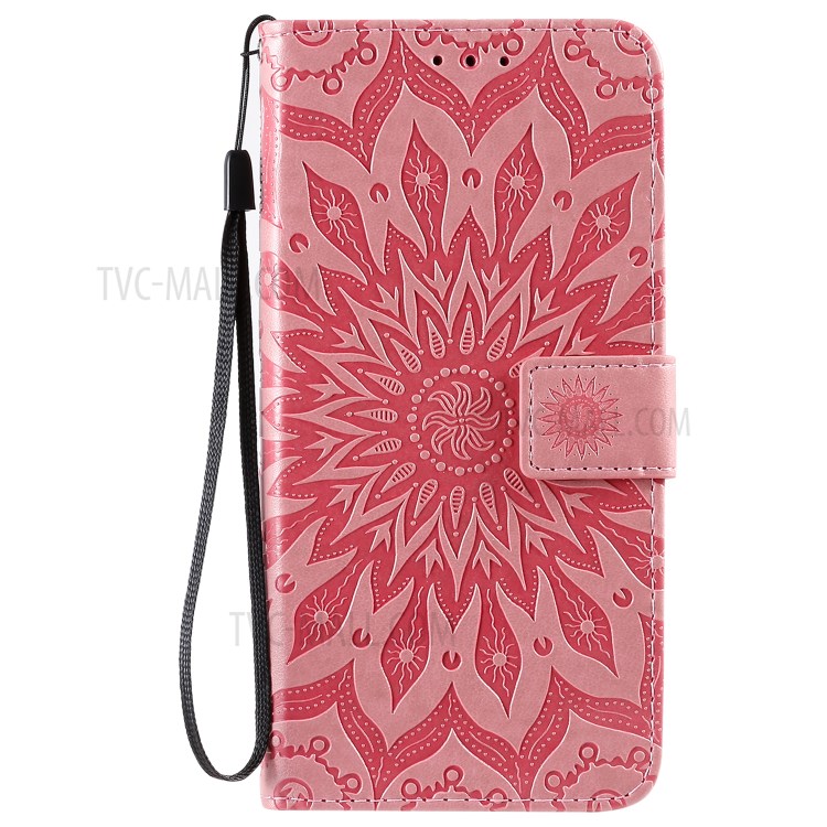 Sunflower Imprint Wallet Leather Casing for Samsung Galaxy S20 Plus - Pink-2