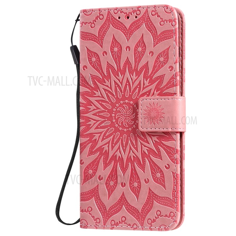 Sunflower Imprint Wallet Leather Casing for Samsung Galaxy S20 Plus - Pink-3