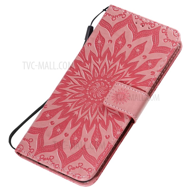 Sunflower Imprint Wallet Leather Casing for Samsung Galaxy S20 Plus - Pink-6