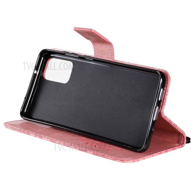 Sunflower Imprint Wallet Leather Casing for Samsung Galaxy S20 Plus - Pink-8