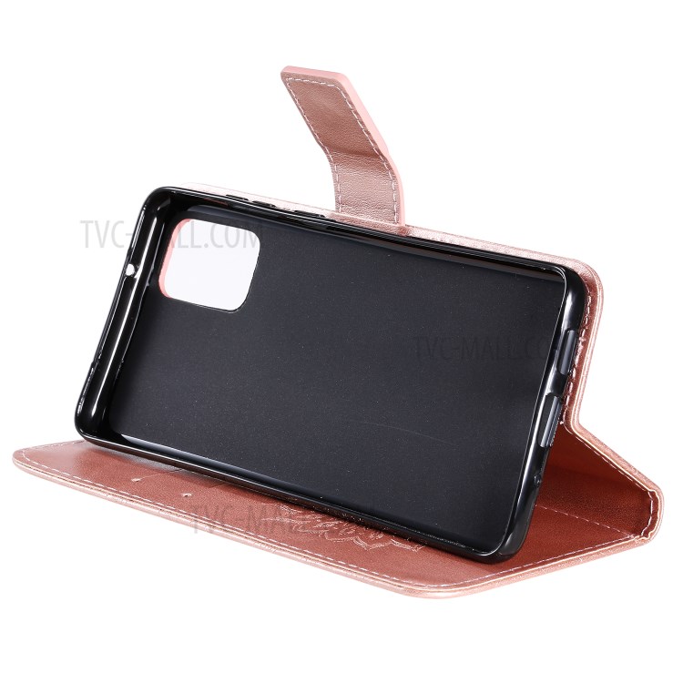 Sunflower Imprint Wallet Leather Casing for Samsung Galaxy S20 Plus - Rose Gold-8