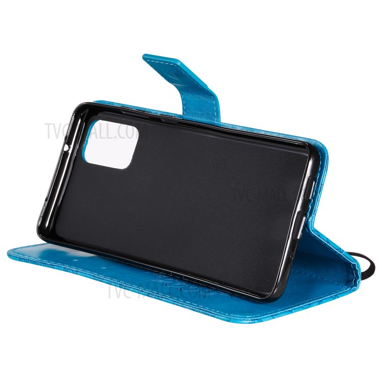 Sunflower Imprint Wallet Leather Casing for Samsung Galaxy S20 Plus - Blue-8