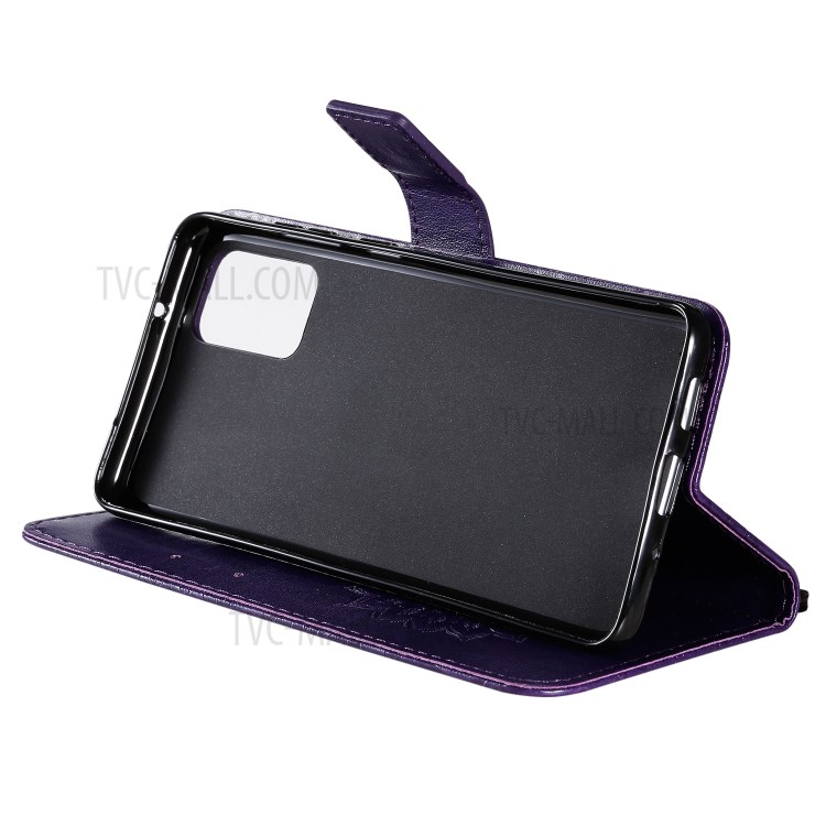 Sunflower Imprint Wallet Leather Casing for Samsung Galaxy S20 Plus - Purple-8
