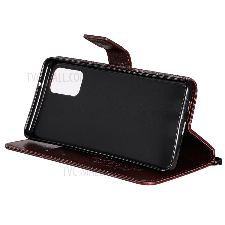 Sunflower Imprint Wallet Leather Casing for Samsung Galaxy S20 Plus - Coffee-8