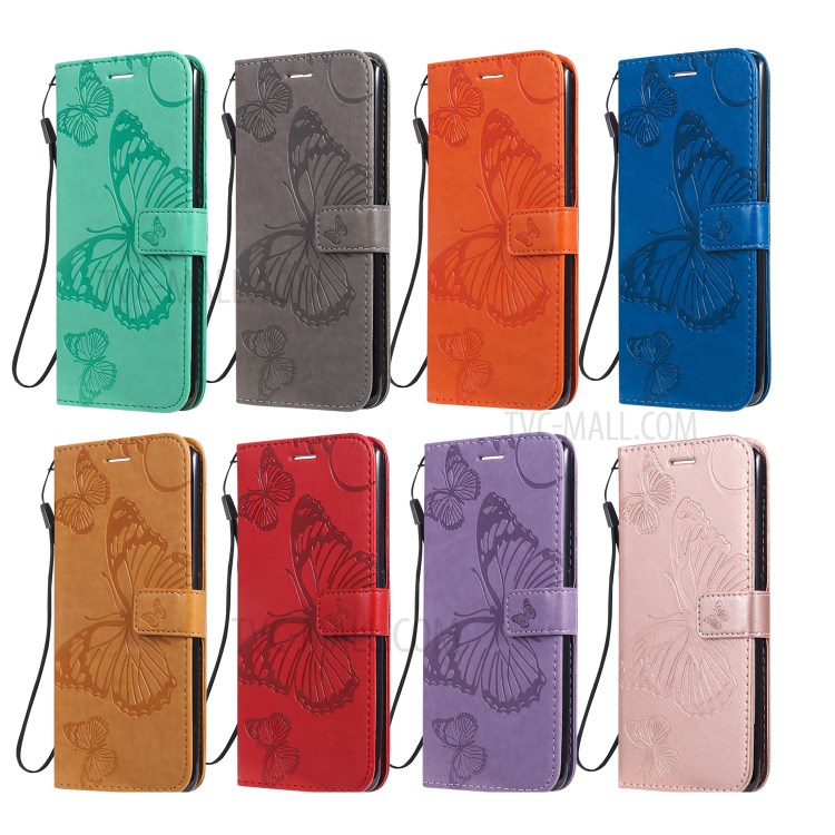 Imprint Butterfly Leather Wallet Casing for Samsung Galaxy S20 - Red-11