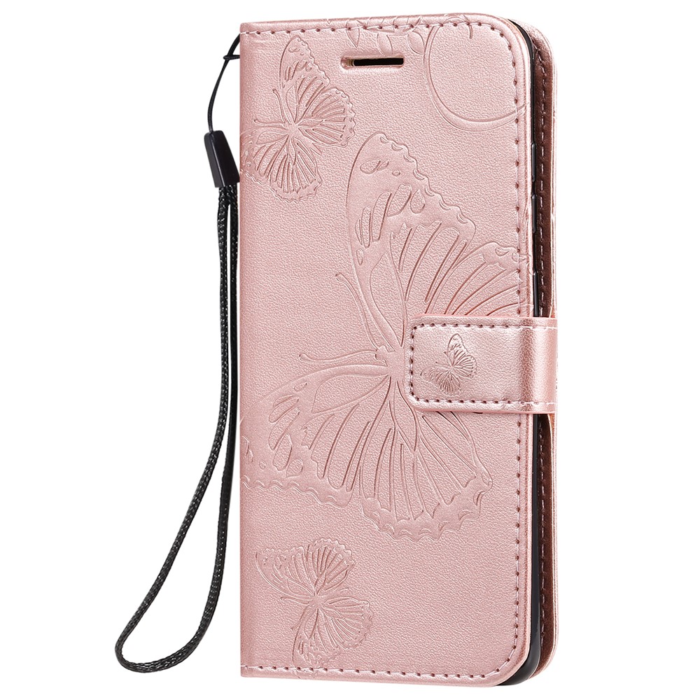 Imprint Butterfly Leather Wallet Casing for Samsung Galaxy S20 - Rose Gold-3