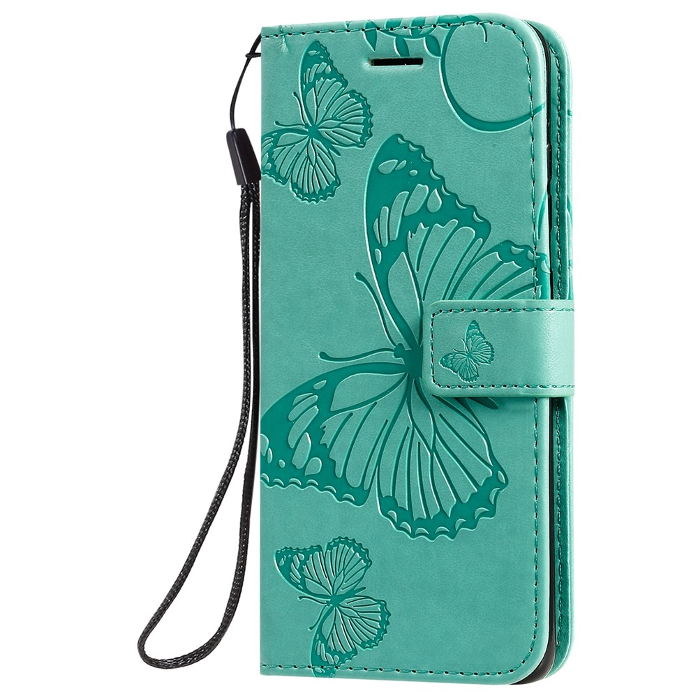 Imprint Butterfly Leather Wallet Casing for Samsung Galaxy S20 - Green-3
