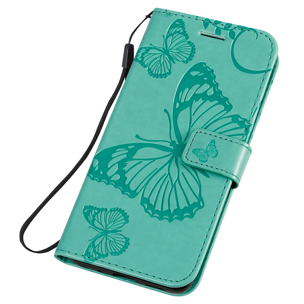Imprint Butterfly Leather Wallet Casing for Samsung Galaxy S20 - Green-6