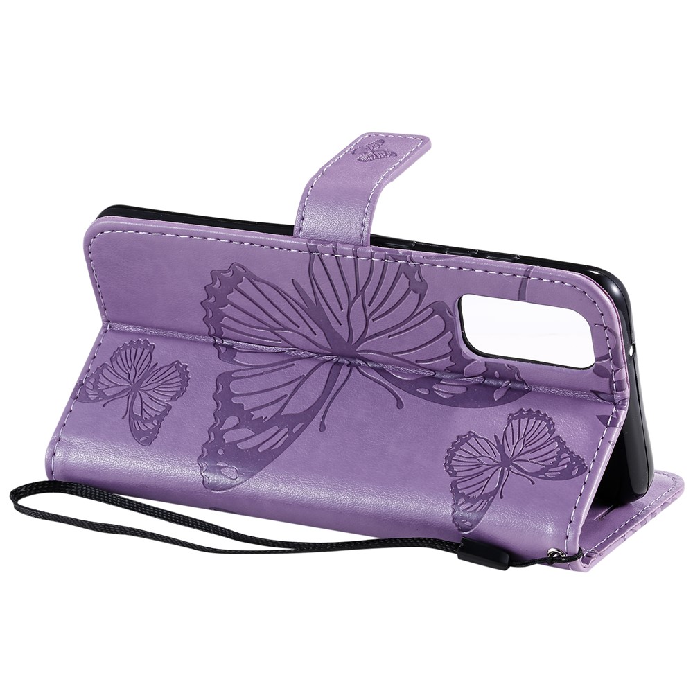 KT Imprinting Flower Série-2 Empreinte Butterfly le Cuir Portefeuille Pour Samsung Galaxy S20 4g / S20 5G - Violet-9