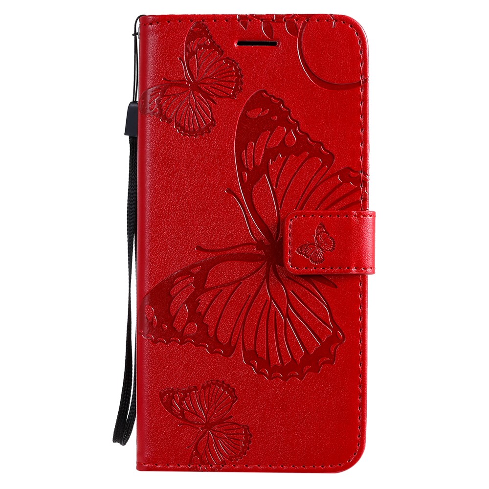 Butterfly Imprint Leather Stylish Case for Samsung Galaxy S20 Plus - Red-2