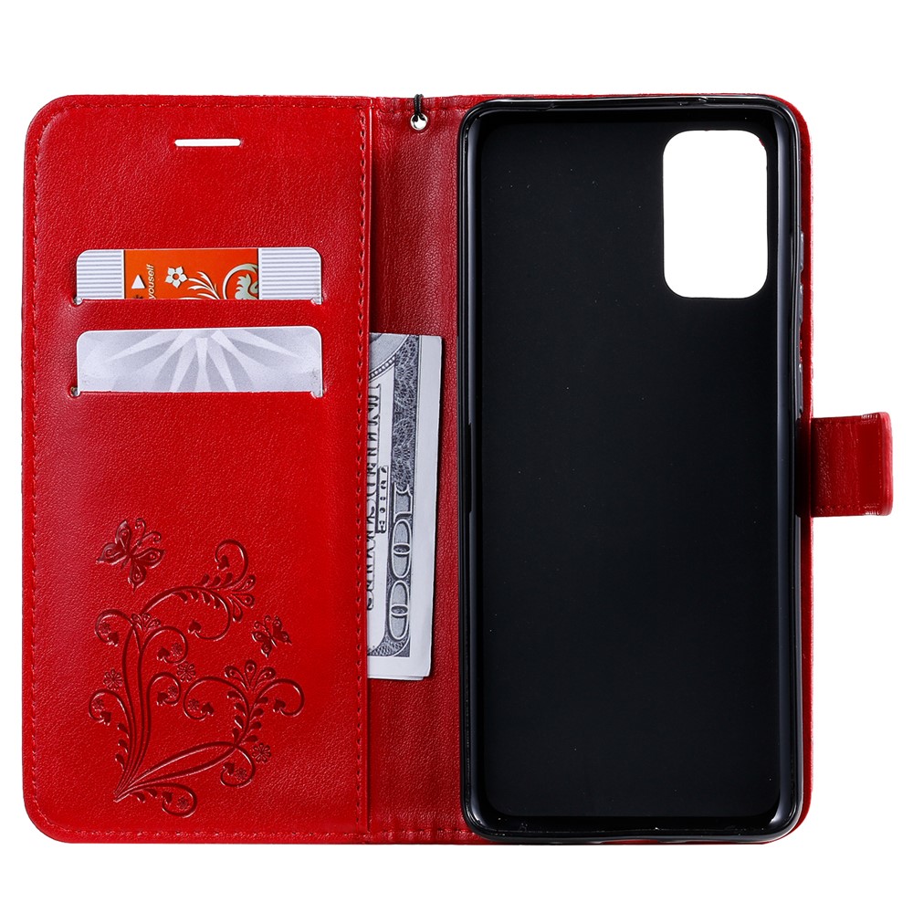 Butterfly Imprint Leather Stylish Case for Samsung Galaxy S20 Plus - Red-3