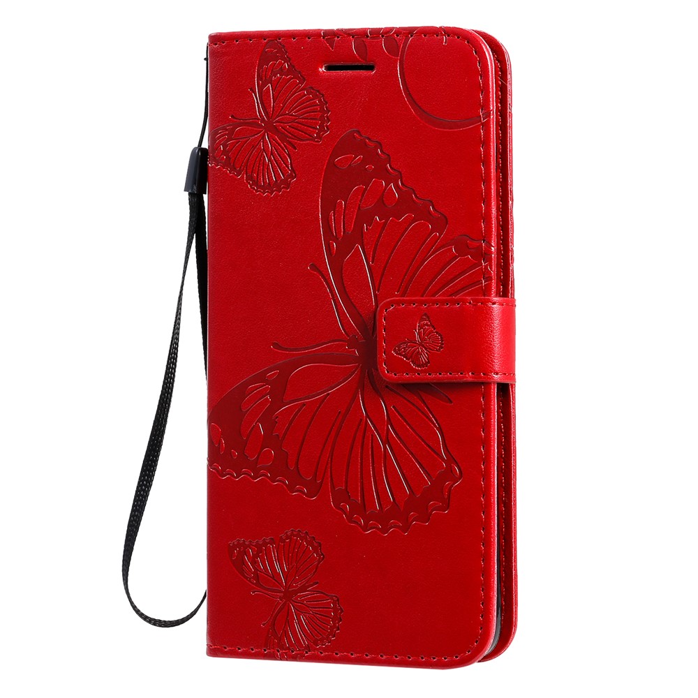 Butterfly Imprint Leather Stylish Case for Samsung Galaxy S20 Plus - Red-4