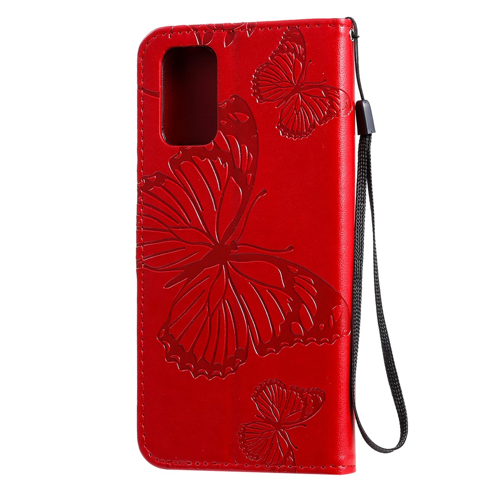 Butterfly Imprint Leather Stylish Case for Samsung Galaxy S20 Plus - Red-5