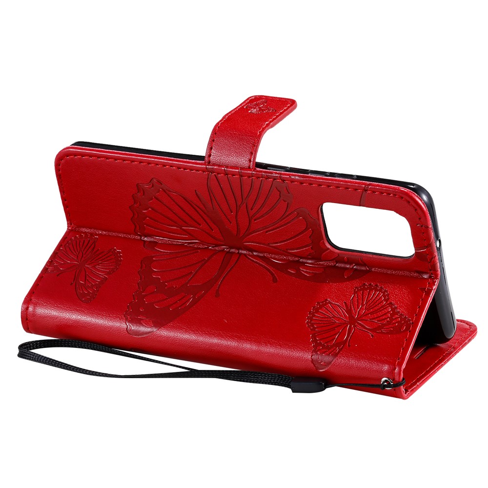 Butterfly Imprint Leather Stylish Case for Samsung Galaxy S20 Plus - Red-6