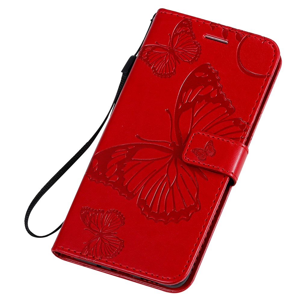Butterfly Imprint Leather Stylish Case for Samsung Galaxy S20 Plus - Red-8