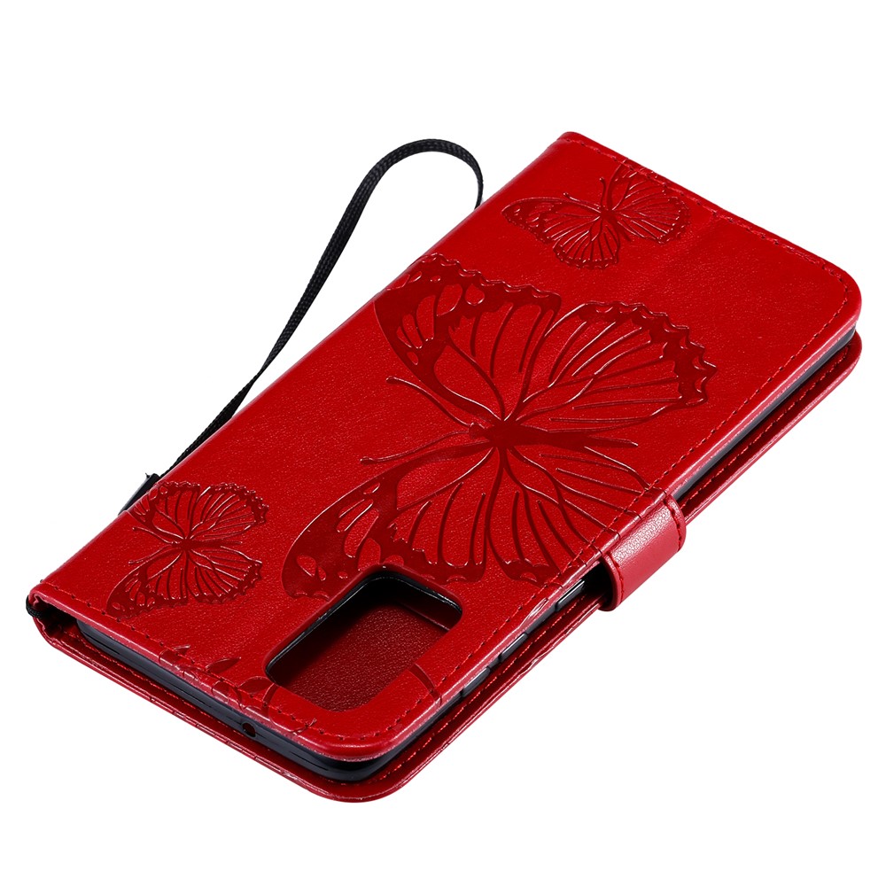 Butterfly Imprint Leather Stylish Case for Samsung Galaxy S20 Plus - Red-9