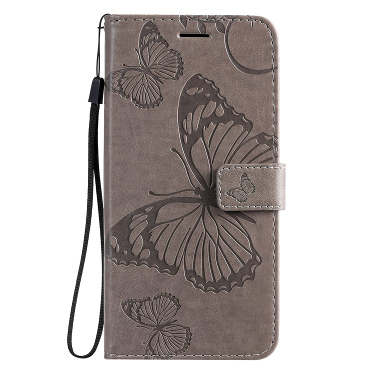 Butterfly Imprint Leather Stylish Case for Samsung Galaxy S20 Plus - Grey-2