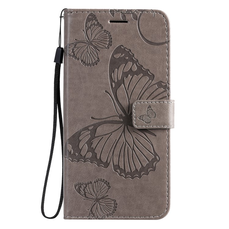 KT Imprinting Flower Series-2 Butterfly Imprint Leather Stylish Case for Samsung Galaxy S20 Plus - Grey-2