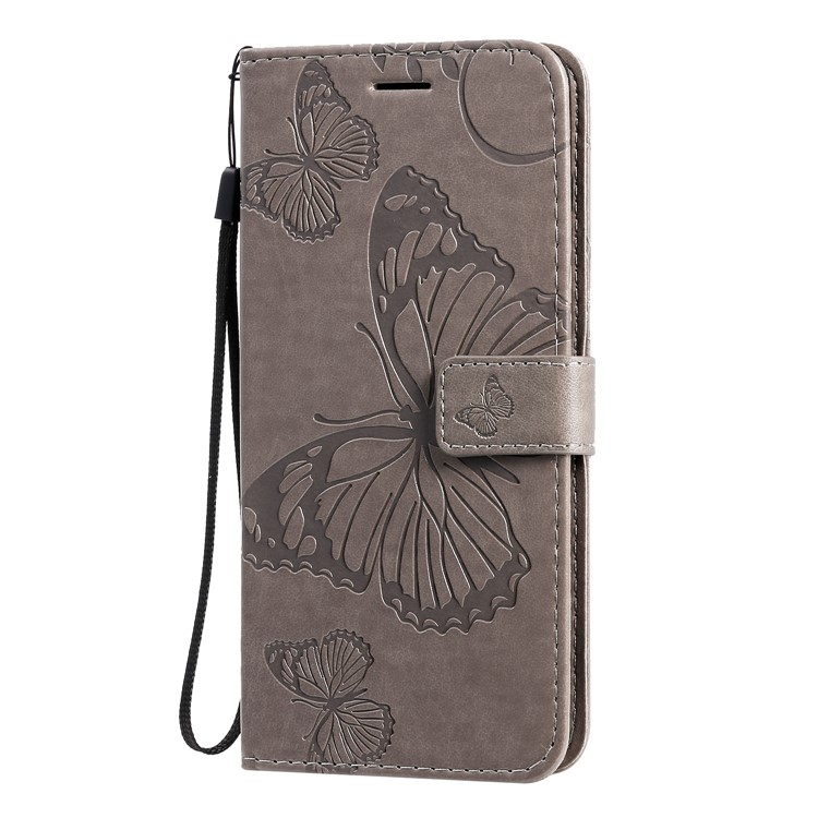 Butterfly Imprint Leather Stylish Case for Samsung Galaxy S20 Plus - Grey-4