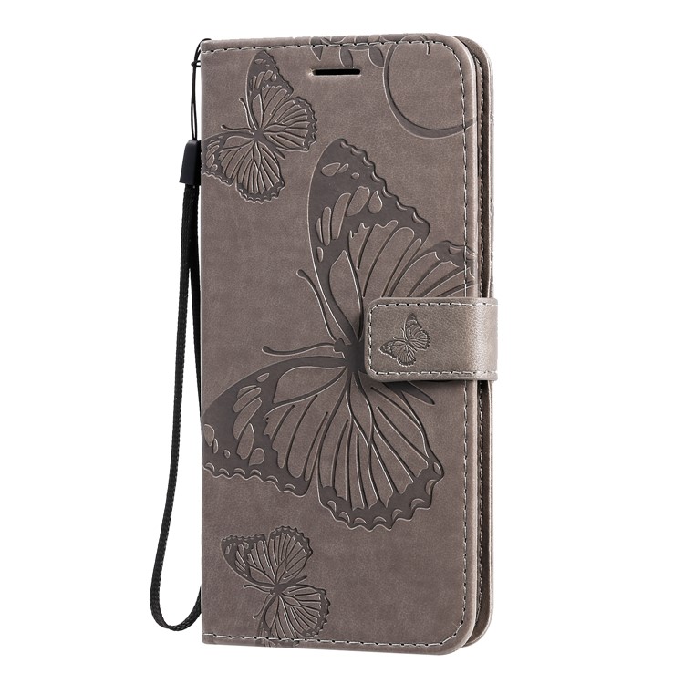 KT Imprinting Flower Series-2 Butterfly Imprint Leather Stylish Case for Samsung Galaxy S20 Plus - Grey-4