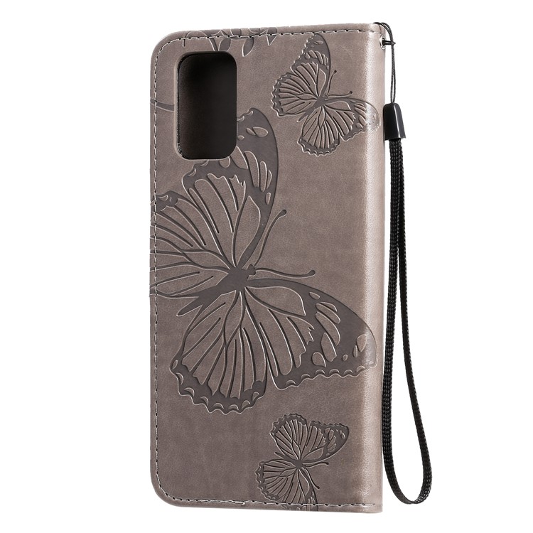 KT Sprudel Blumenserie-2-schmetterlingsabdruck Leder Stilvoller Koffer Für Samsung Galaxy S20 Plus - Grau-5