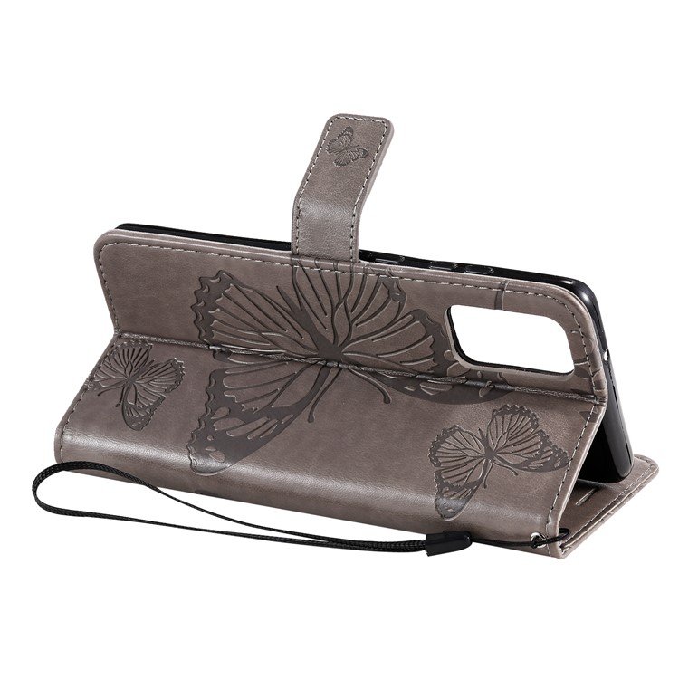 KT Imprinting Flower Series-2 Butterfly Imprint Leather Stylish Case for Samsung Galaxy S20 Plus - Grey-6