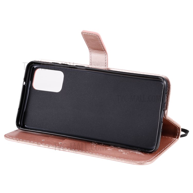 Butterfly Imprint Leather Stylish Case for Samsung Galaxy S20 Plus - Rose Gold-7