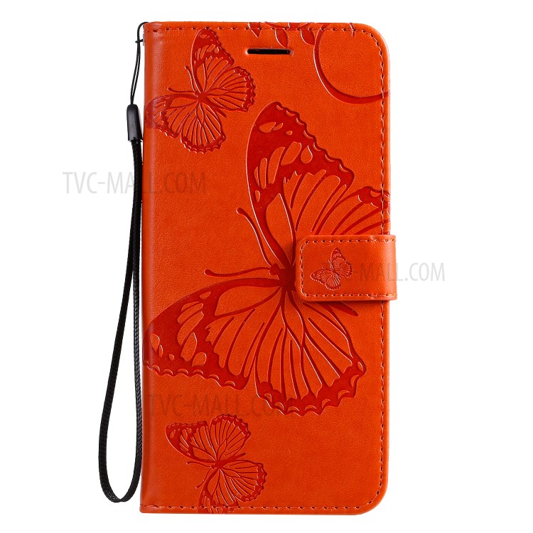 Butterfly Imprint Leather Stylish Case for Samsung Galaxy S20 Plus - Orange-2