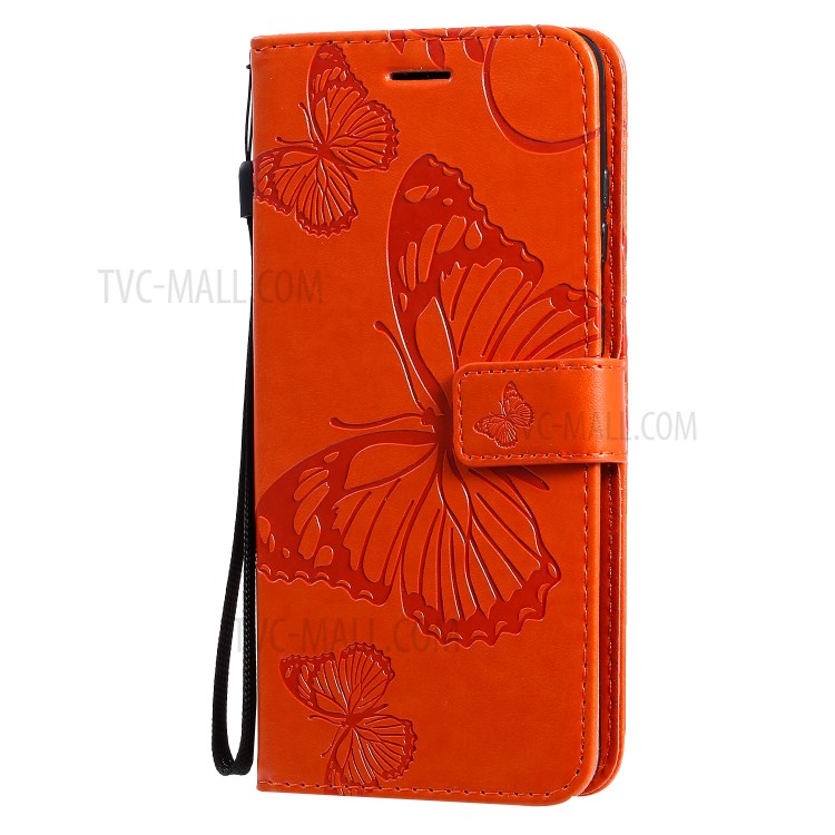 Butterfly Imprint Leather Stylish Case for Samsung Galaxy S20 Plus - Orange-4