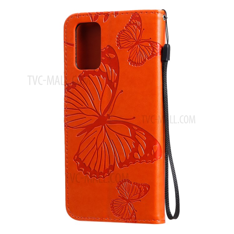Butterfly Imprint Leather Stylish Case for Samsung Galaxy S20 Plus - Orange-5
