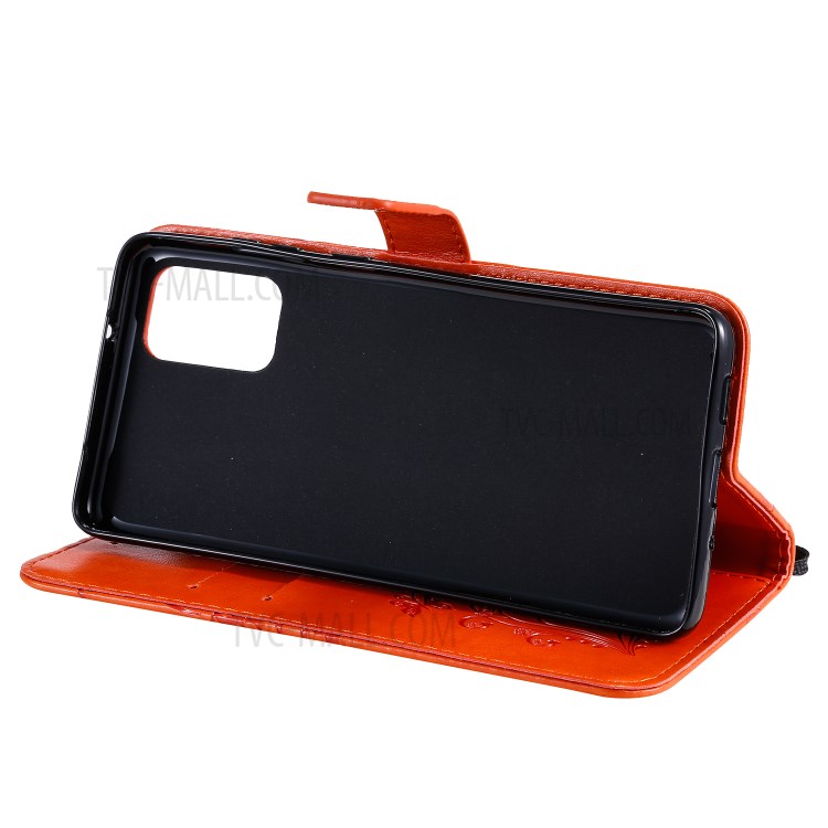 Butterfly Imprint Leather Stylish Case for Samsung Galaxy S20 Plus - Orange-7