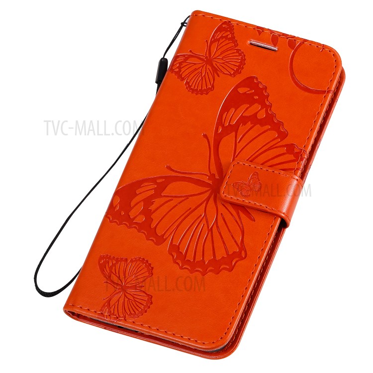 Butterfly Imprint Leather Stylish Case for Samsung Galaxy S20 Plus - Orange-8