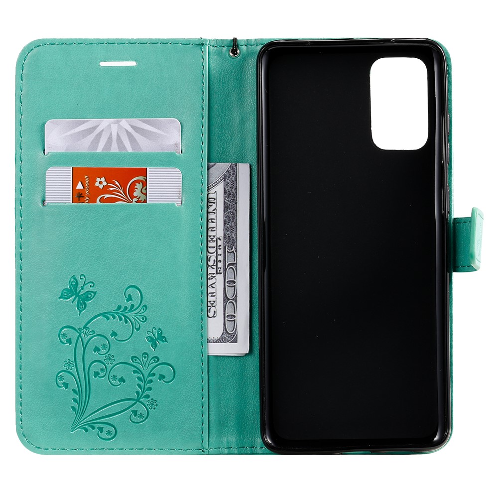 Butterfly Imprint Leather Stylish Case for Samsung Galaxy S20 Plus - Green-3