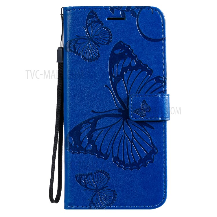 Butterfly Imprint Leather Stylish Case for Samsung Galaxy S20 Plus - Blue-2