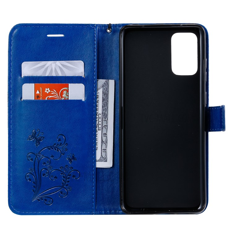 Butterfly Imprint Leather Stylish Case for Samsung Galaxy S20 Plus - Blue-3