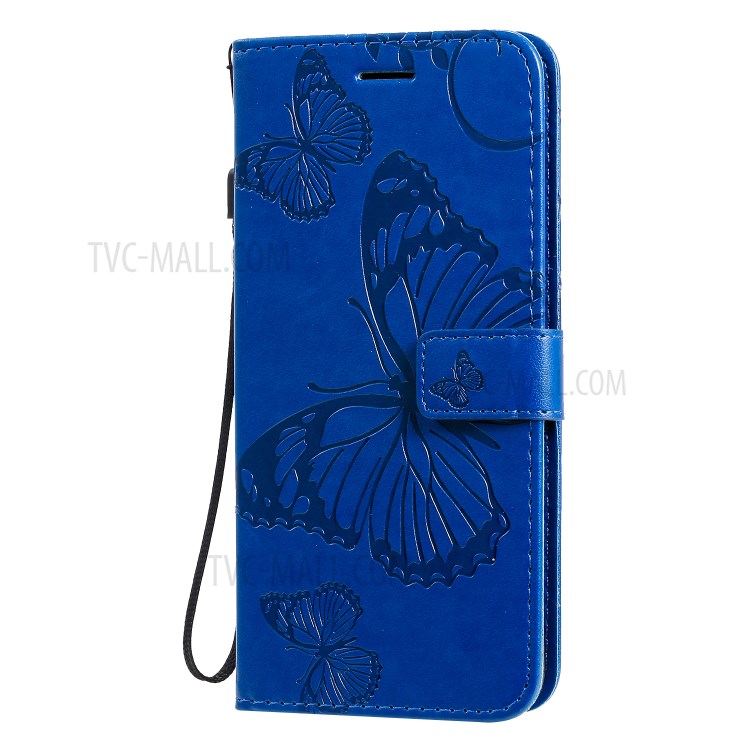 Butterfly Imprint Leather Stylish Case for Samsung Galaxy S20 Plus - Blue-4