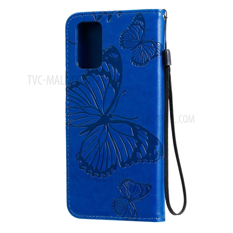 Butterfly Imprint Leather Stylish Case for Samsung Galaxy S20 Plus - Blue-5