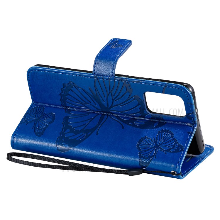 Butterfly Imprint Leather Stylish Case for Samsung Galaxy S20 Plus - Blue-6