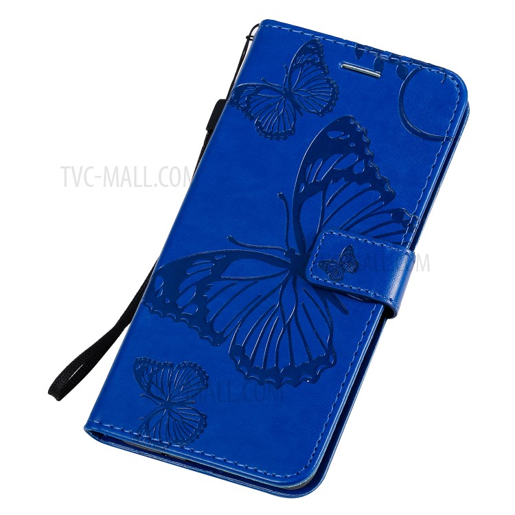 Butterfly Imprint Leather Stylish Case for Samsung Galaxy S20 Plus - Blue-8