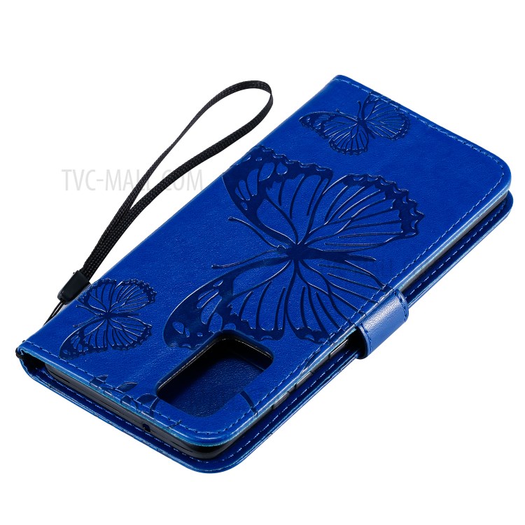 Butterfly Imprint Leather Stylish Case for Samsung Galaxy S20 Plus - Blue-9