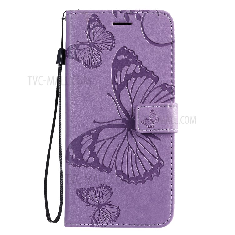 Butterfly Imprint Leather Stylish Case for Samsung Galaxy S20 Plus - Purple-2