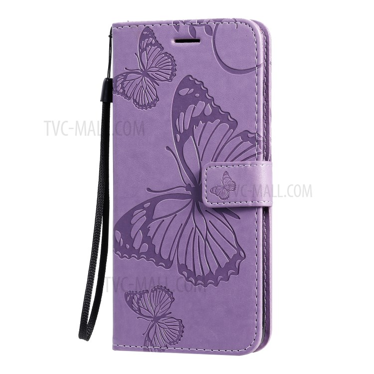 Butterfly Imprint Leather Stylish Case for Samsung Galaxy S20 Plus - Purple-4