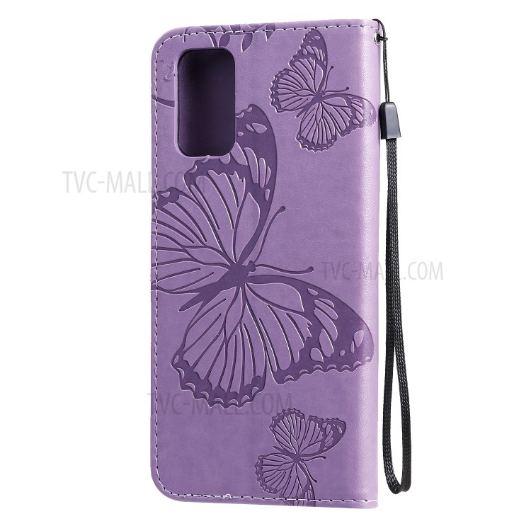 Butterfly Imprint Leather Stylish Case for Samsung Galaxy S20 Plus - Purple-5