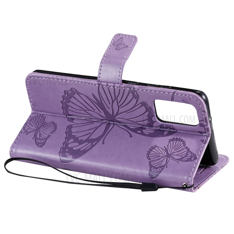 Butterfly Imprint Leather Stylish Case for Samsung Galaxy S20 Plus - Purple-6
