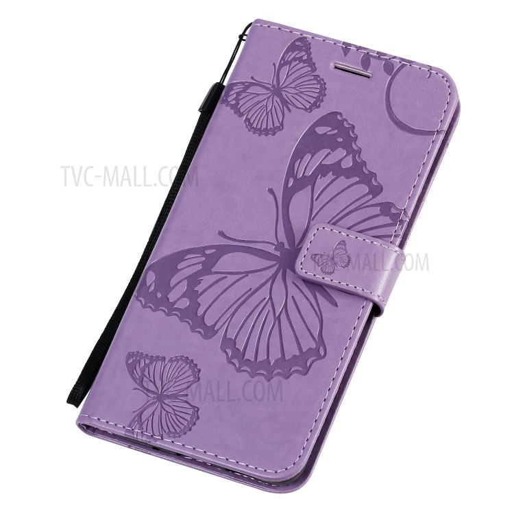 Butterfly Imprint Leather Stylish Case for Samsung Galaxy S20 Plus - Purple-8