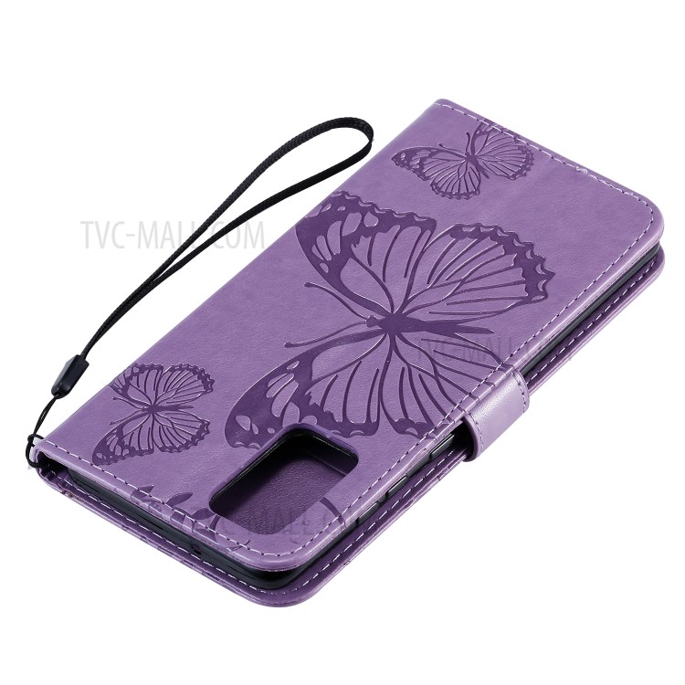 Butterfly Imprint Leather Stylish Case for Samsung Galaxy S20 Plus - Purple-9