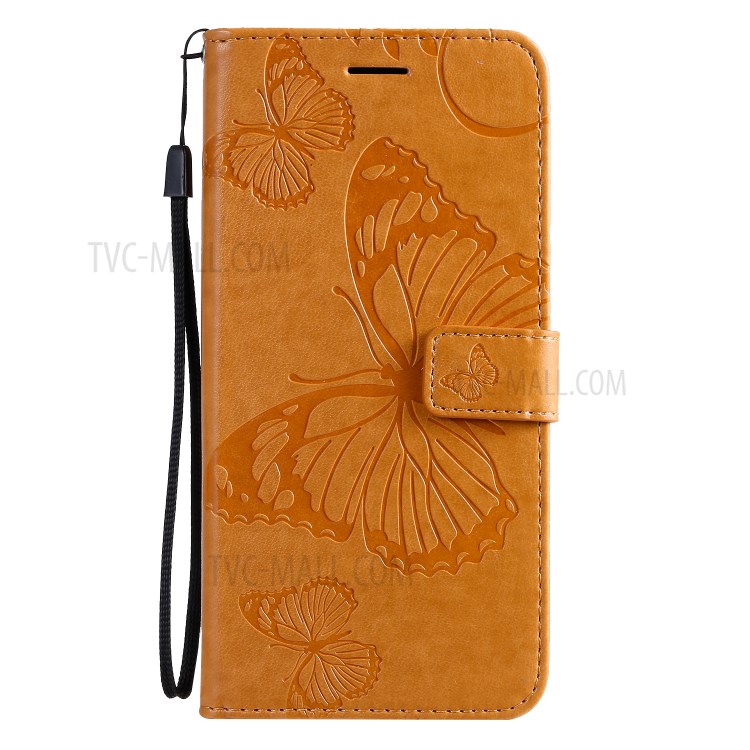 Butterfly Imprint Leather Stylish Case for Samsung Galaxy S20 Plus - Brown-2