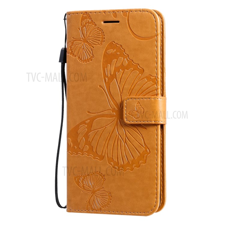 Butterfly Imprint Leather Stylish Case for Samsung Galaxy S20 Plus - Brown-4
