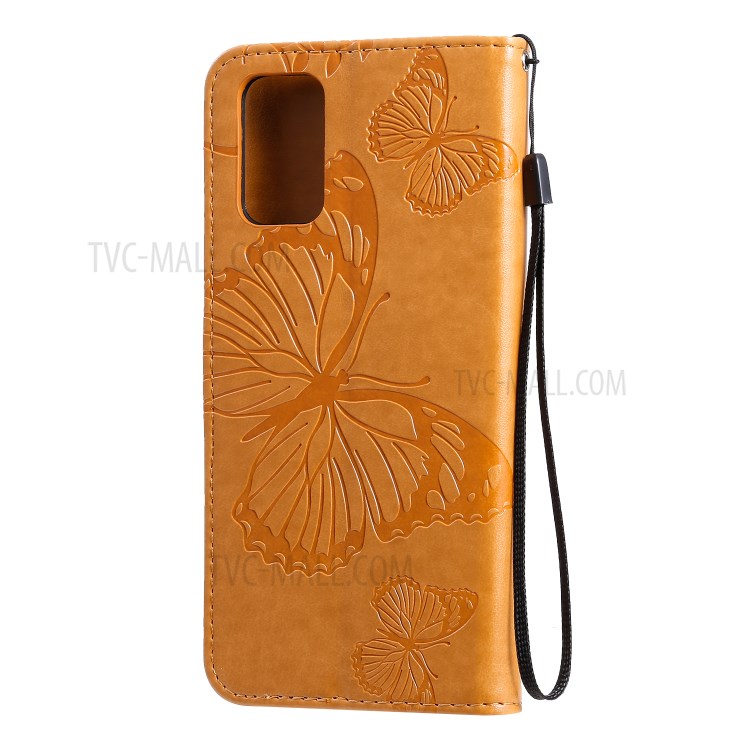 Butterfly Imprint Leather Stylish Case for Samsung Galaxy S20 Plus - Brown-5