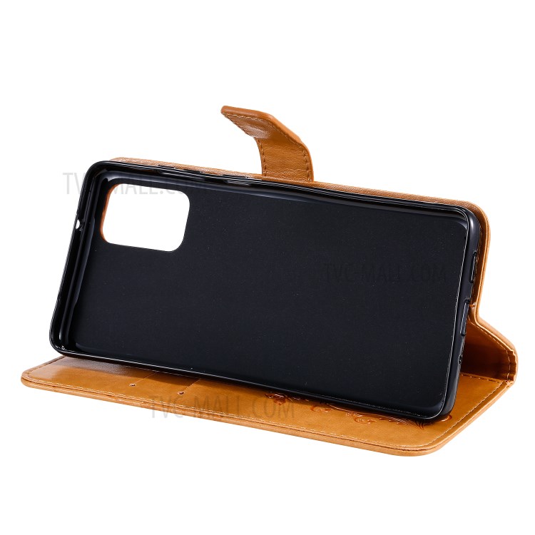 Butterfly Imprint Leather Stylish Case for Samsung Galaxy S20 Plus - Brown-7